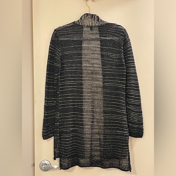 EILEEN FISHER NWOT Washable Wool Linen Blurred Stripes Straight Cardigan - Picture 5 of 8